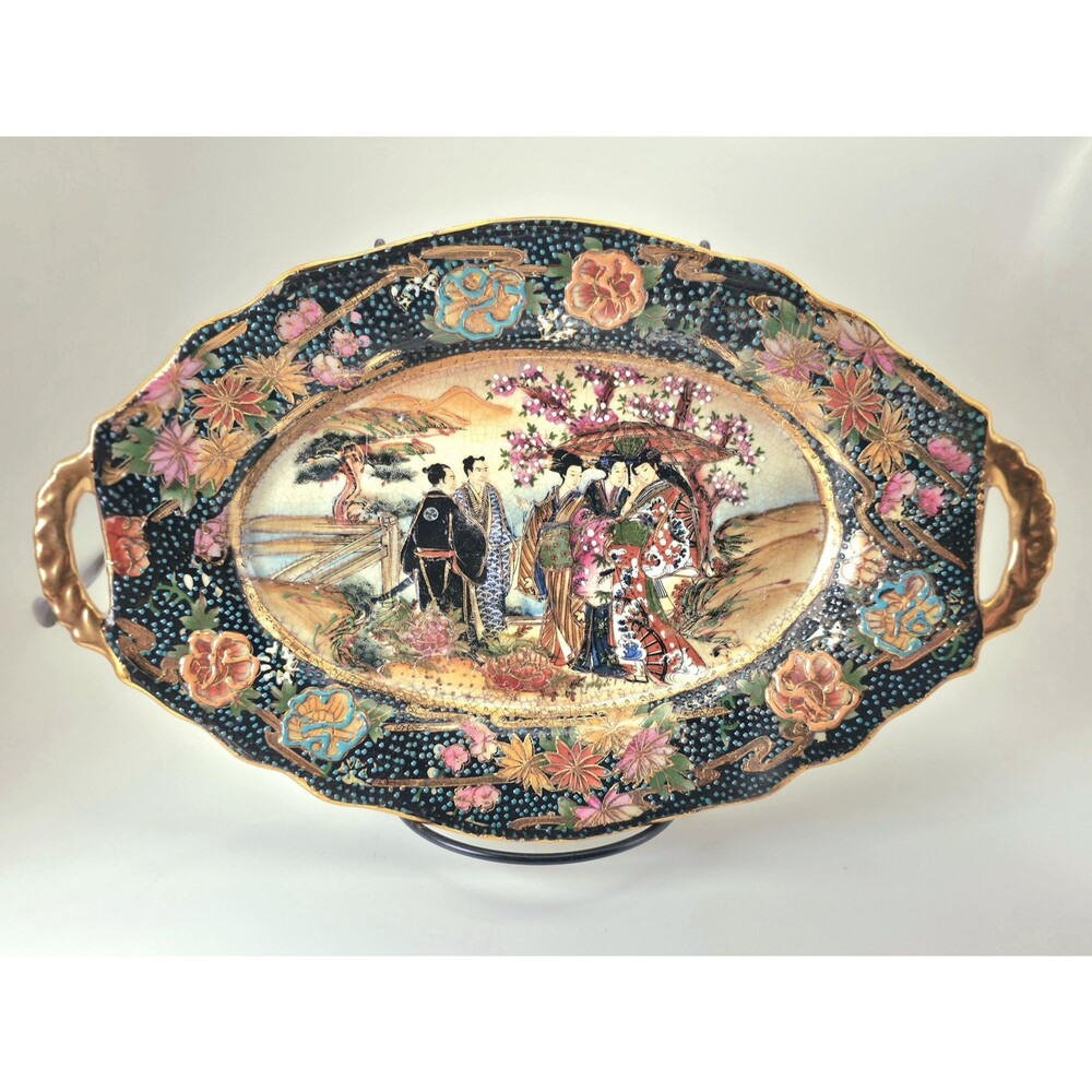 Royal Satsuma Vintage Signed Handpainted Porclain 24K Japanese Plate